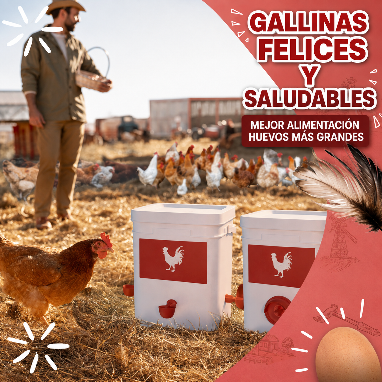 Comedero aves PACK x4 - Aves Más Saludables Huevos Más Grandes!